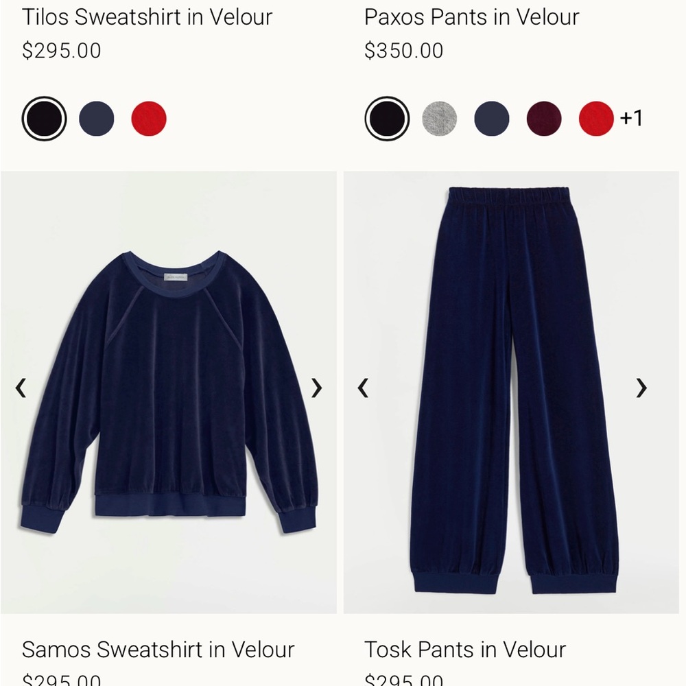 Suzi Kondi Navy Velour Track Pants